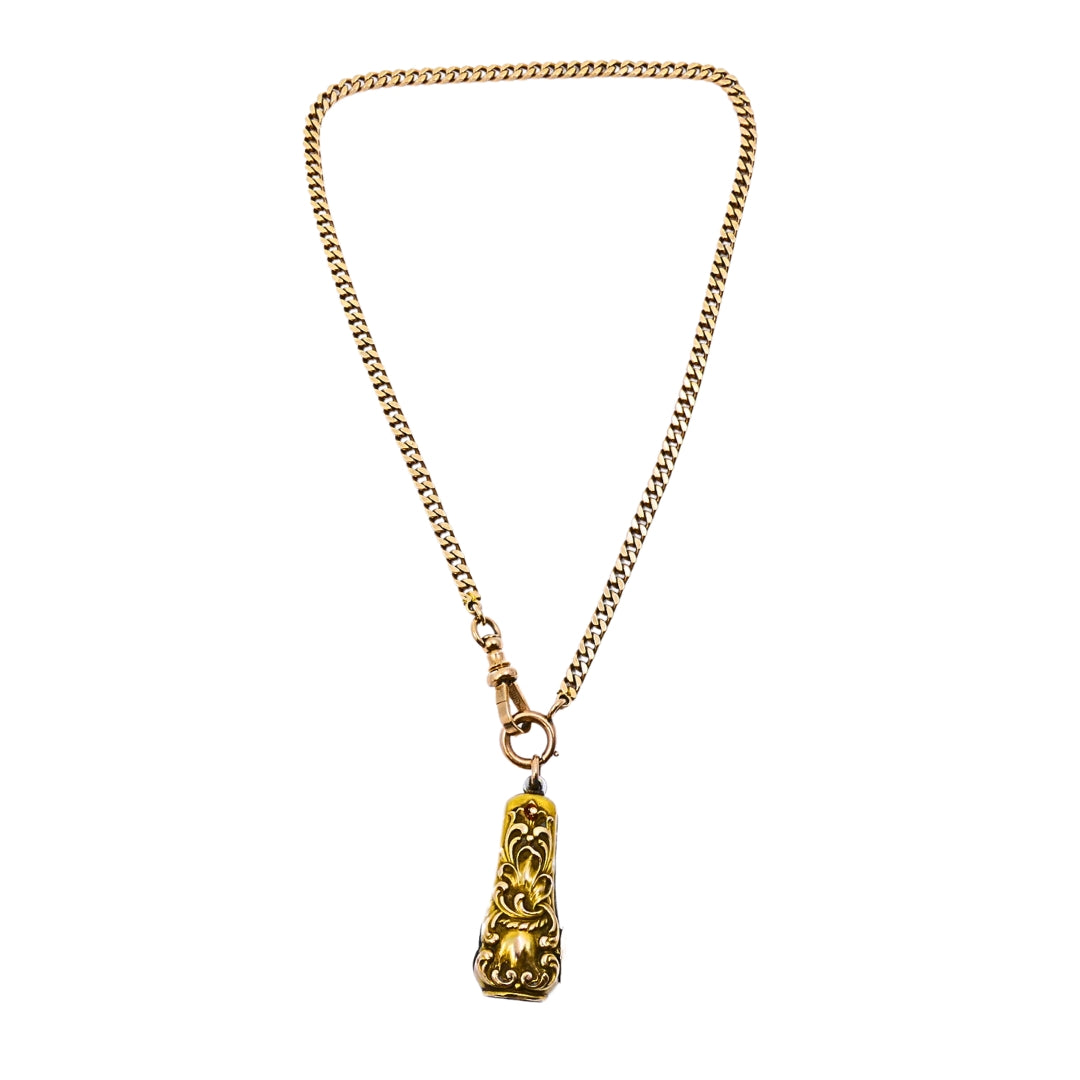 Antique 10k Gold Cigar Cutter Pendant 10k Gold Watch Chain Necklace