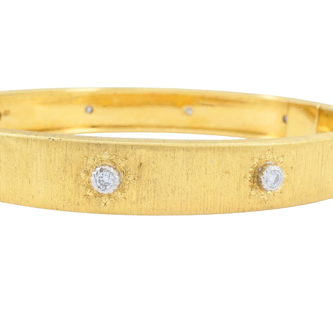 Vintage Buccellati 18k Gold Diamond Bangle Bracelet