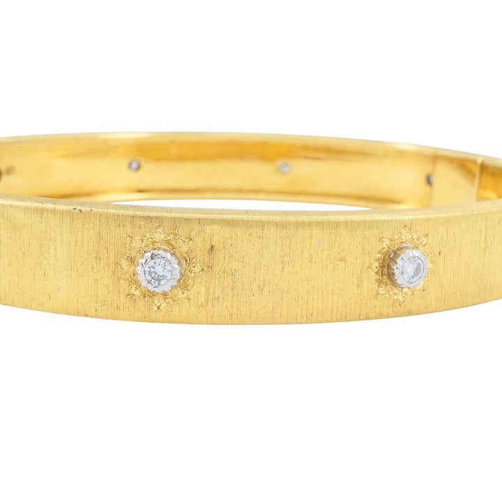 Vintage Buccellati 18k Gold Diamond Bangle Bracelet