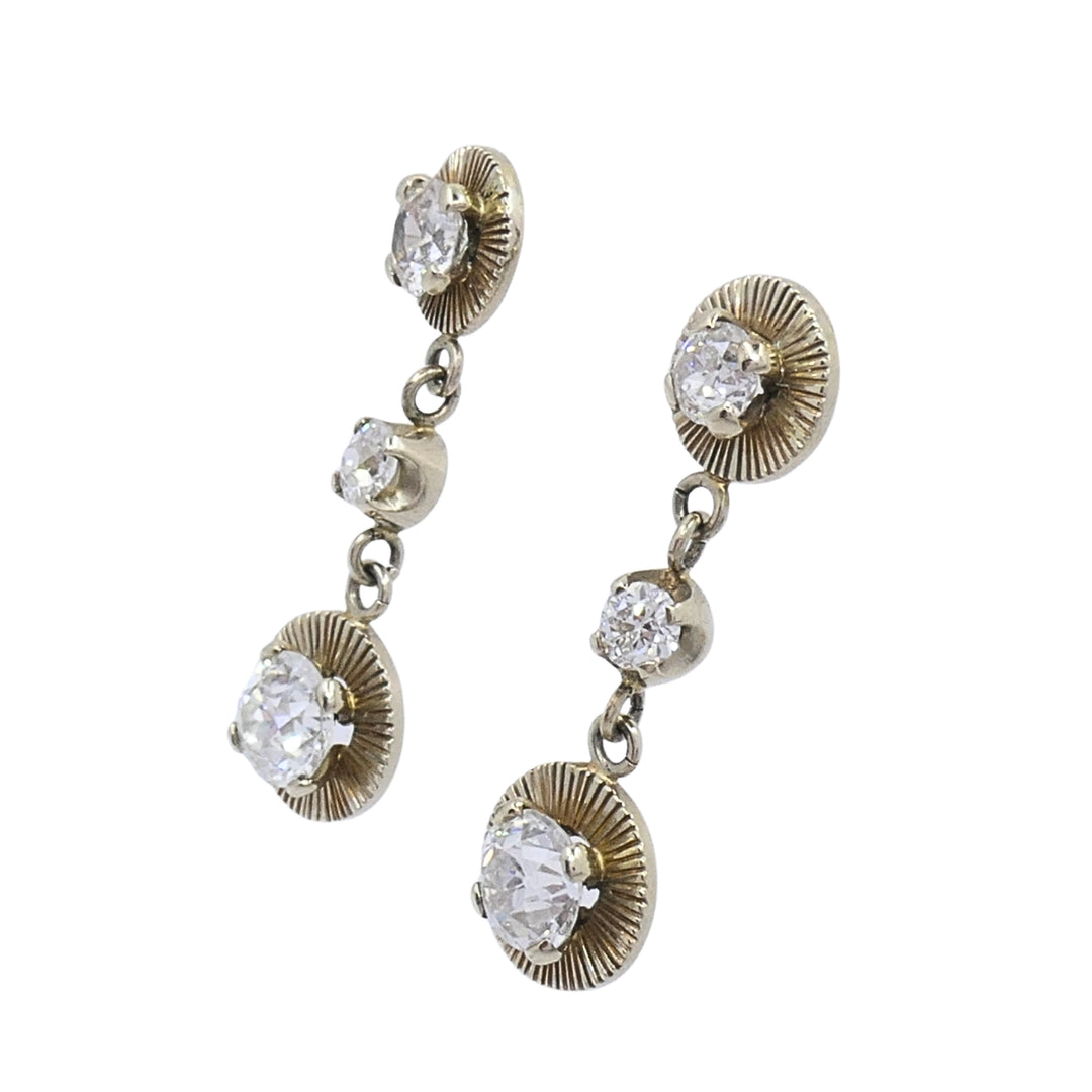 Vintage Ming’s 14k Gold Diamond Dangle Earrings