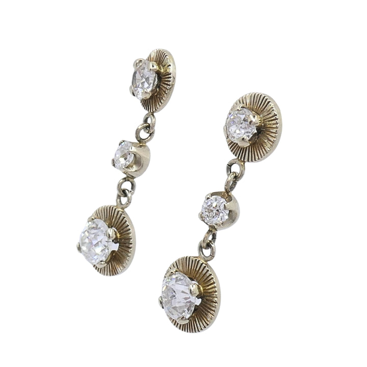 Vintage Ming’s 14k Gold Diamond Dangle Earrings