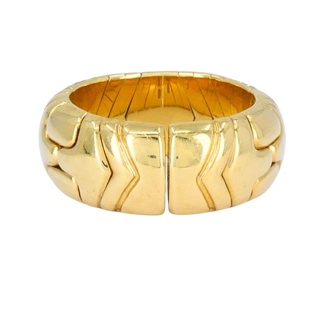 Vintage Bvlgari Alveare 18k Yellow Gold Diamond Flexible Band Ring