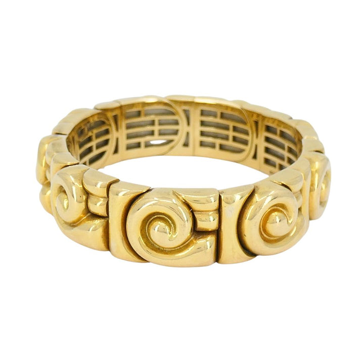Vintage Bvlgari 18k Gold Steel Spiral Cuff Bracelet