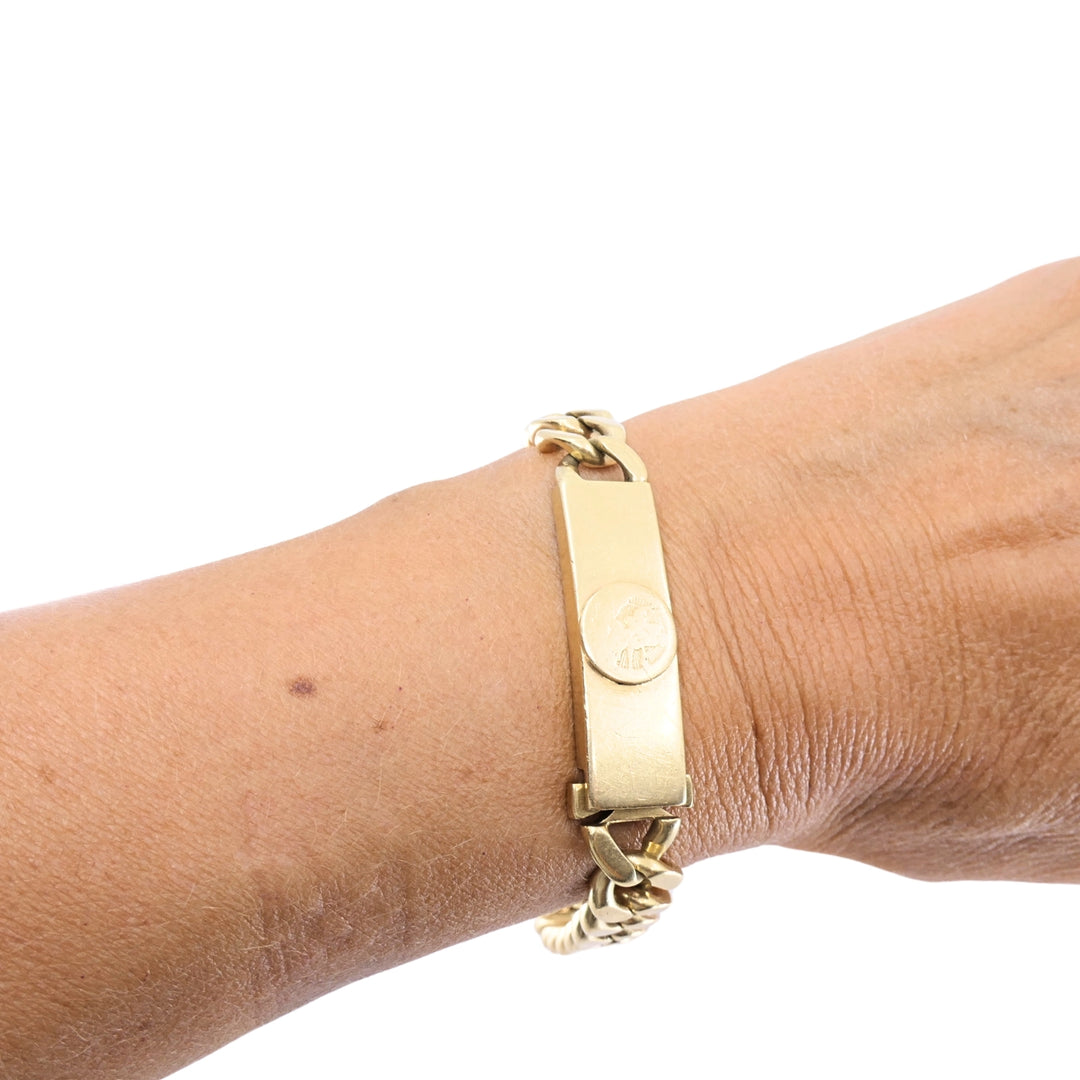 Vintage Cartier 14k Gold Curb-Link ID Bracelet, Mid-20th Century