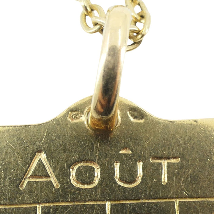 French 18k Gold Ruby 'August 21st' Calendar Pendant Chain Necklace