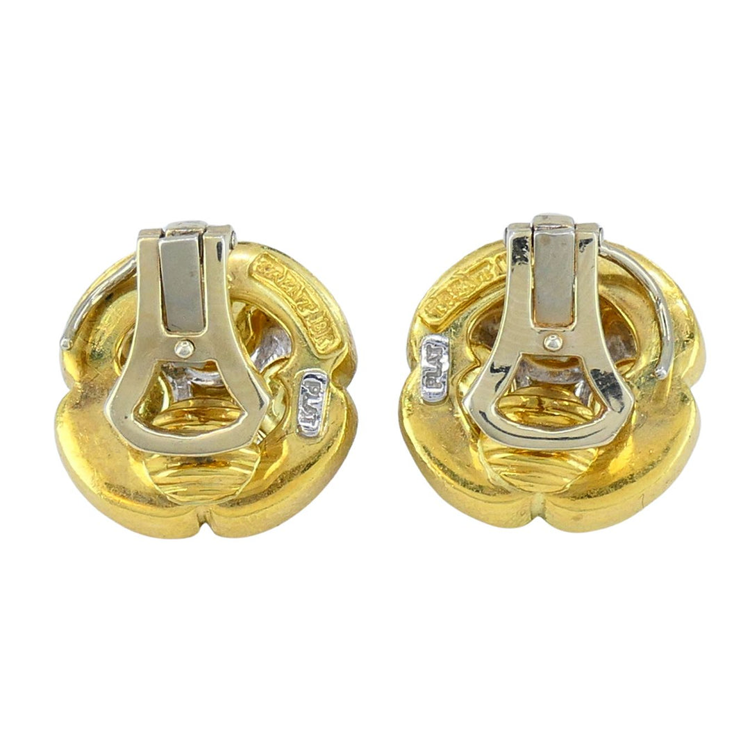 Vintage Trent 18k Gold Platinum Clip-on Earrings
