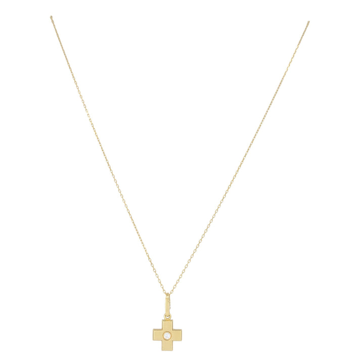 Cartier 18k Gold Diamond Cross Pendant Necklace with Certificate