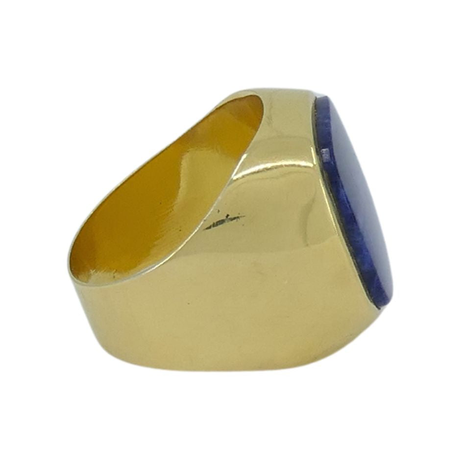 Vintage French 18k Gold Sodalite Signet Ring