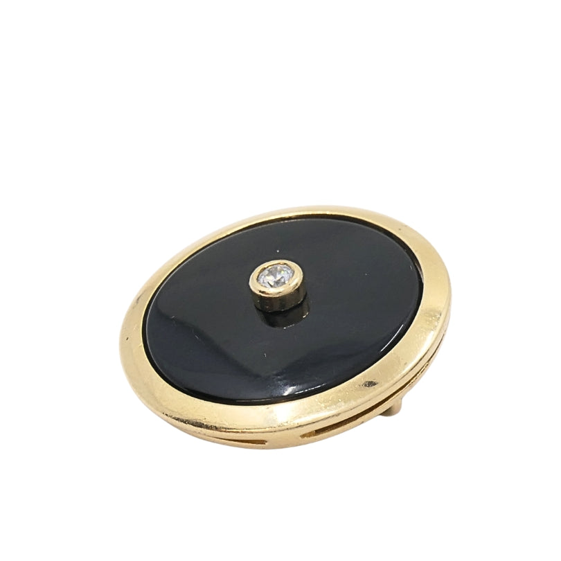Vintage 14k Gold Onyx Diamond Round Pendant
