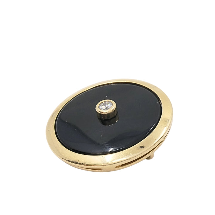 Vintage 14k Gold Onyx Diamond Round Pendant