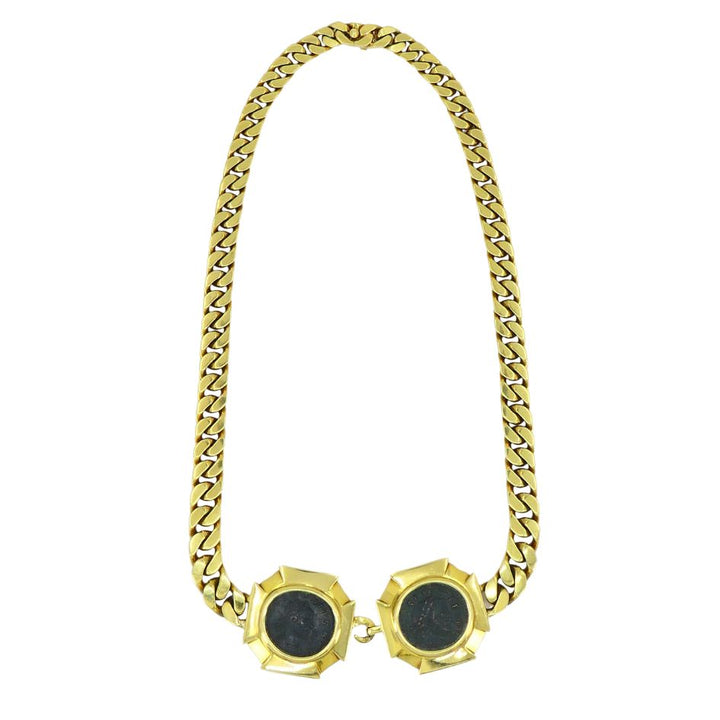 Vintage Bvlgari 18k Gold Monete Double Ancient Coin Necklace