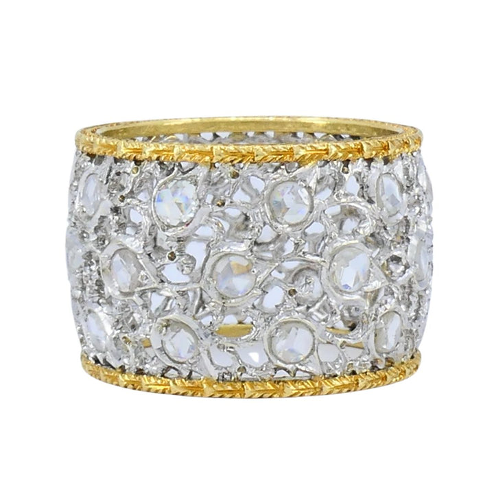 Vintage Buccellati 18k Two-tone Gold Diamond Open Work Band Ring