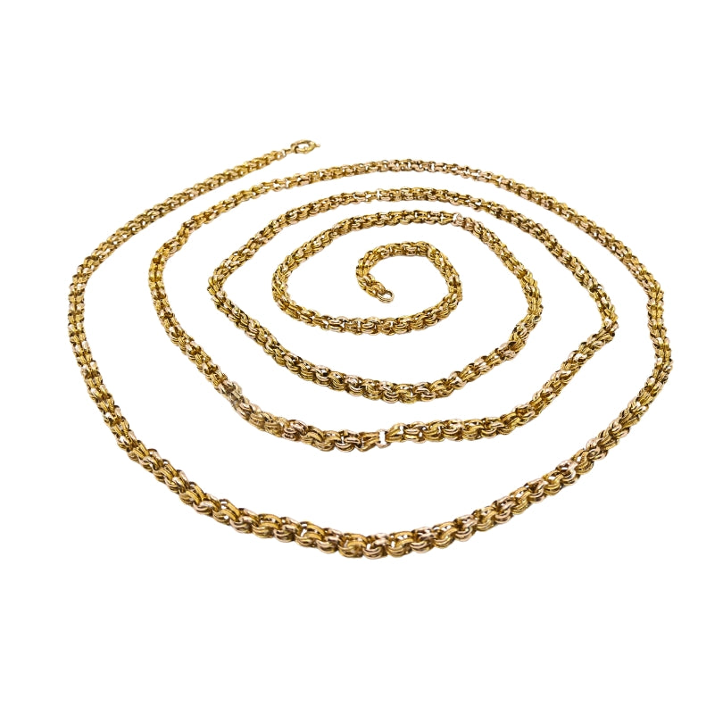 Antique Chain 10k Gold Textured Rope Necklace