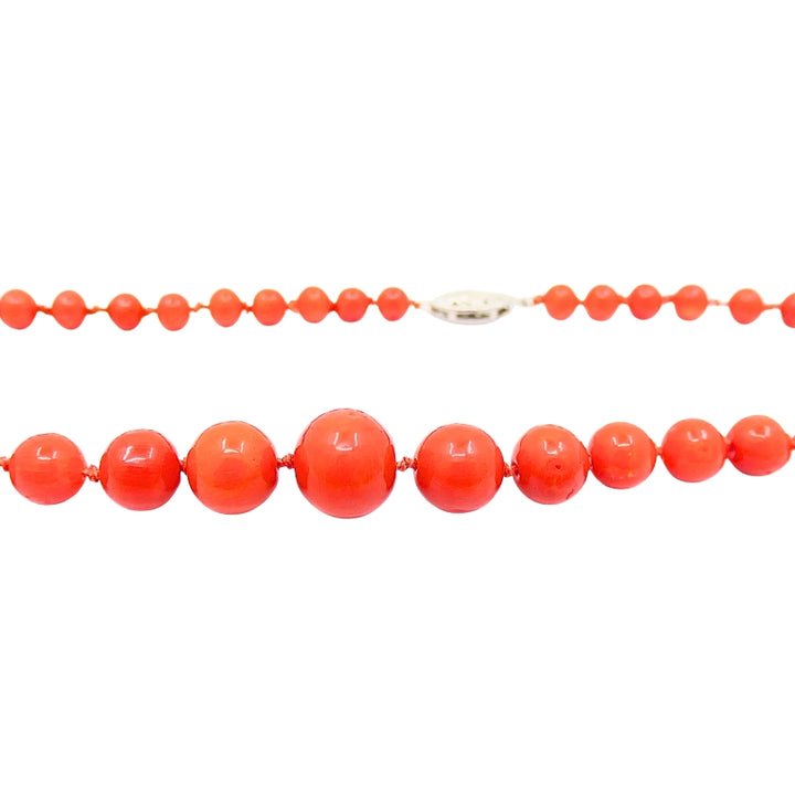 Coral Bead Necklace 14k Gold Clasp
