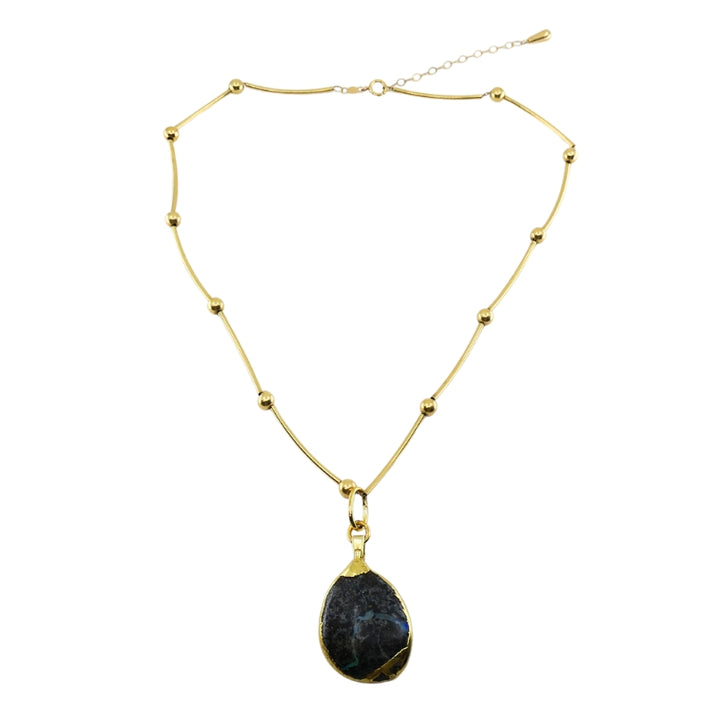 Opal Necklace 14k Gold Collar Necklace with Beads