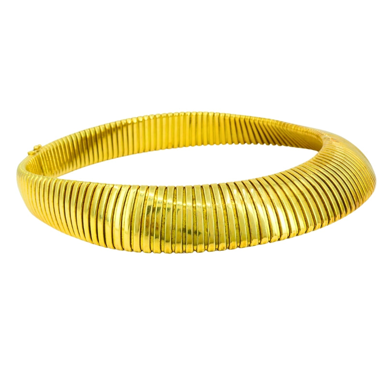 Vintage Tubogas Italian Gold Collar Necklace 18k Estate Jewelry