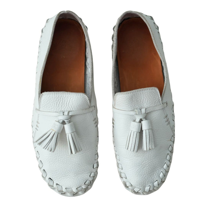 Celine White Leather Tassel Loafers sz 9.5