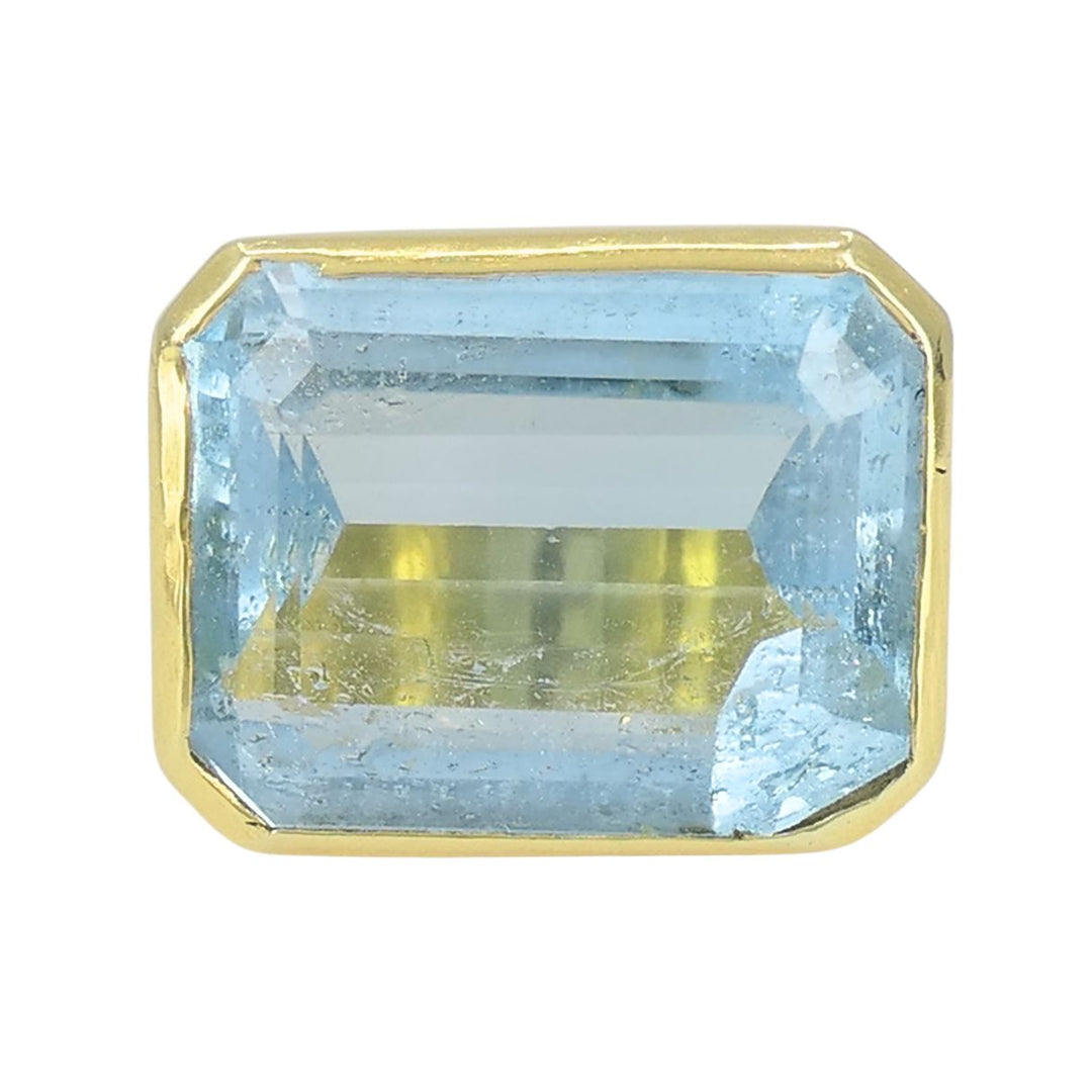 Vintage Aquamarine 18k Yellow Gold Cocktail Ring