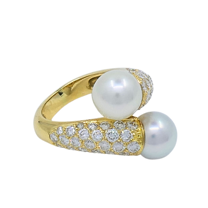 Van Cleef & Arpels Toi Et Moi 18k Gold Pearl Diamond Ring