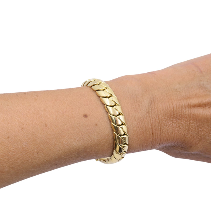Vintage French 18k Gold Woven Curb Link Bracelet