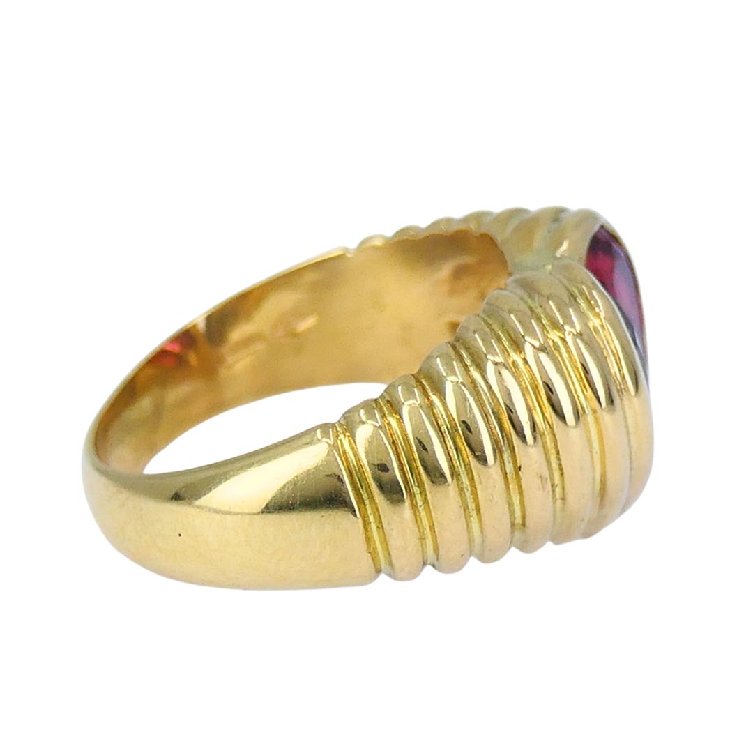 Vintage Bvlgari 18k Gold Gemstones Heart Ring