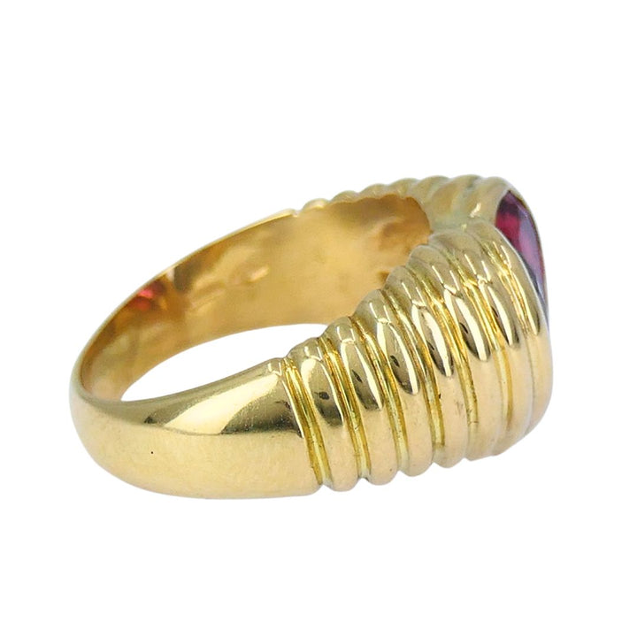Vintage Bvlgari 18k Gold Gemstones Heart Ring