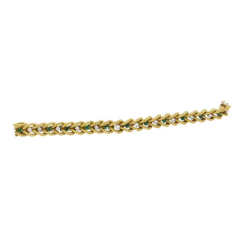 Hammerman Brothers 14k Gold Diamond Emerald Link Bracelet Vintage Estate