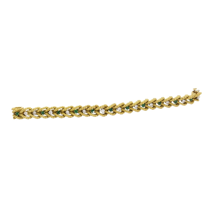 Hammerman Brothers 14k Gold Diamond Emerald Link Bracelet Vintage Estate