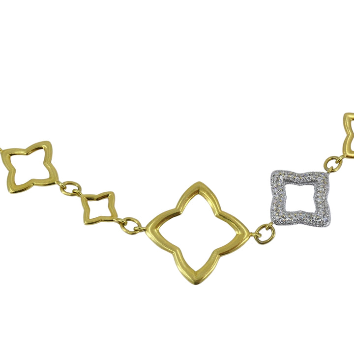 David Yurman Necklace Two-Tone Gold Diamond Quatrefoil Motif