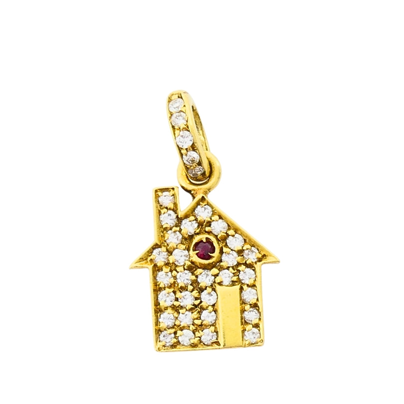 Roberto Coin 18k Gold Diamond Ruby House Pendant
