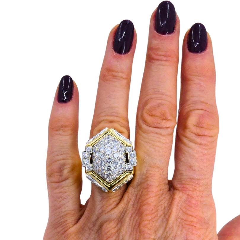 Vintage David Webb 18k Gold Platinum Diamond Ring