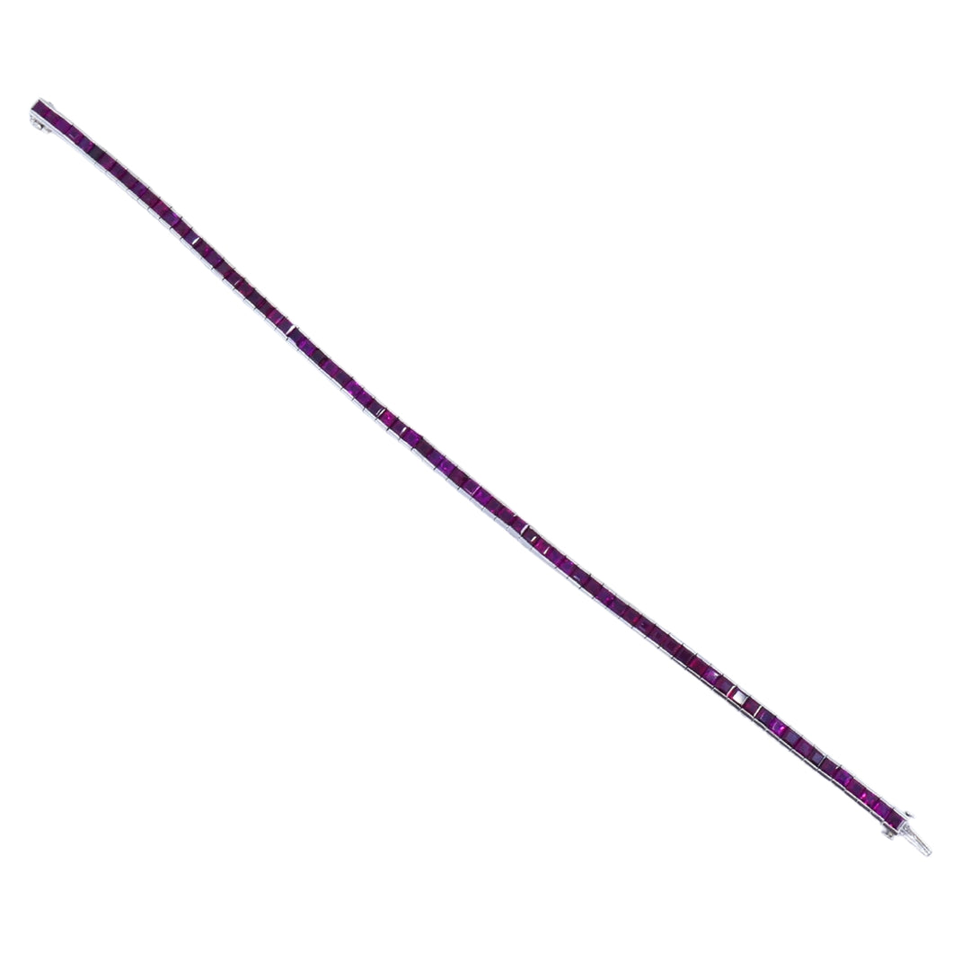 Art Deco Ruby Tennis Bracelet Platinum 