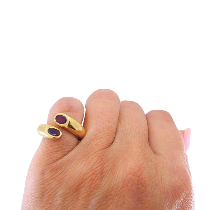 Cartier 18k Gold Ruby Ellipse Bypass Band Ring, 1995