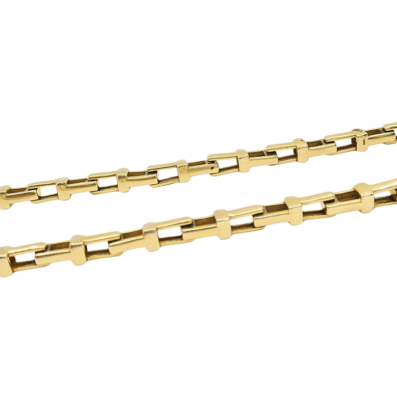 14k Yellow Gold Rectangular Bar Link Chain Necklace