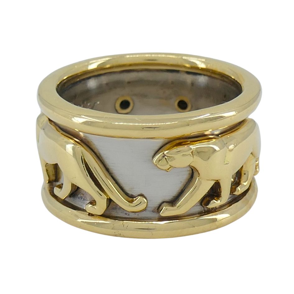 Vintage Panthère de Cartier 18k Gold Steel Ring
