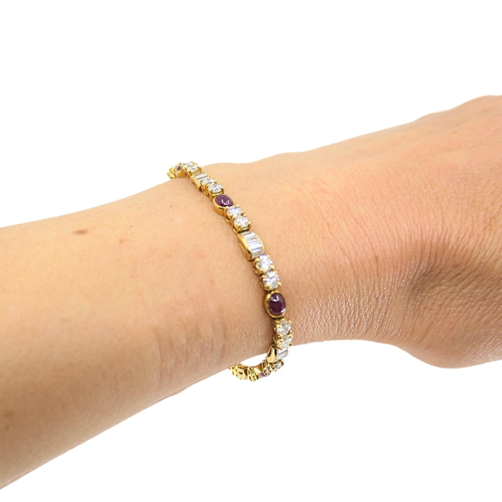 Boucheron Diamond Ruby 18k Gold Tennis Bracelet