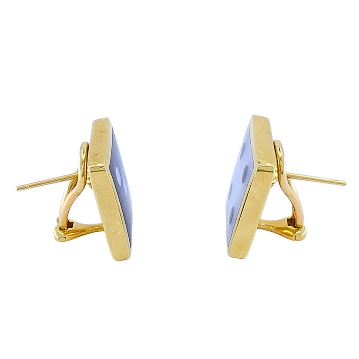 Tiffany & Co. Vintage 18k Gold Dice Earrings Onyx & Mother-of-Pearl Inlay