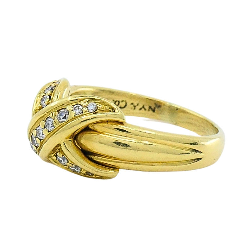 Tiffany and Co. 18K Gold  Diamond  "X"  Ring