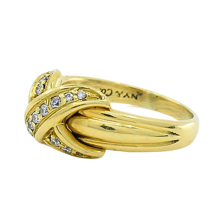 Tiffany and Co. 18K Gold  Diamond  "X"  Ring