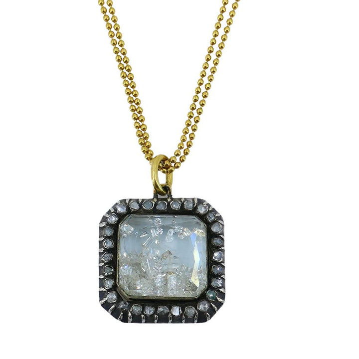 Renee Lewis 18k Gold Diamond Crushed Crystal Shake Pendant Necklace