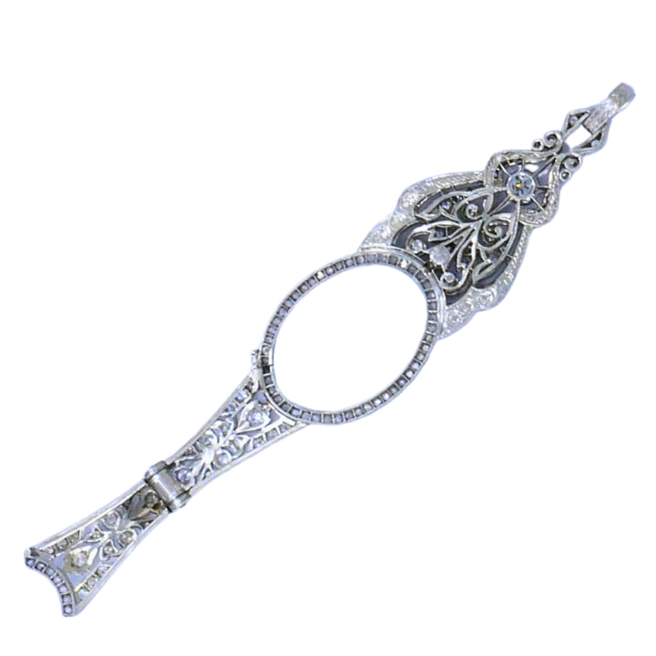 Edwardian Platinum Filigree Pendant Diamonds 14k Gold Chain Art Deco Estate (Copy)