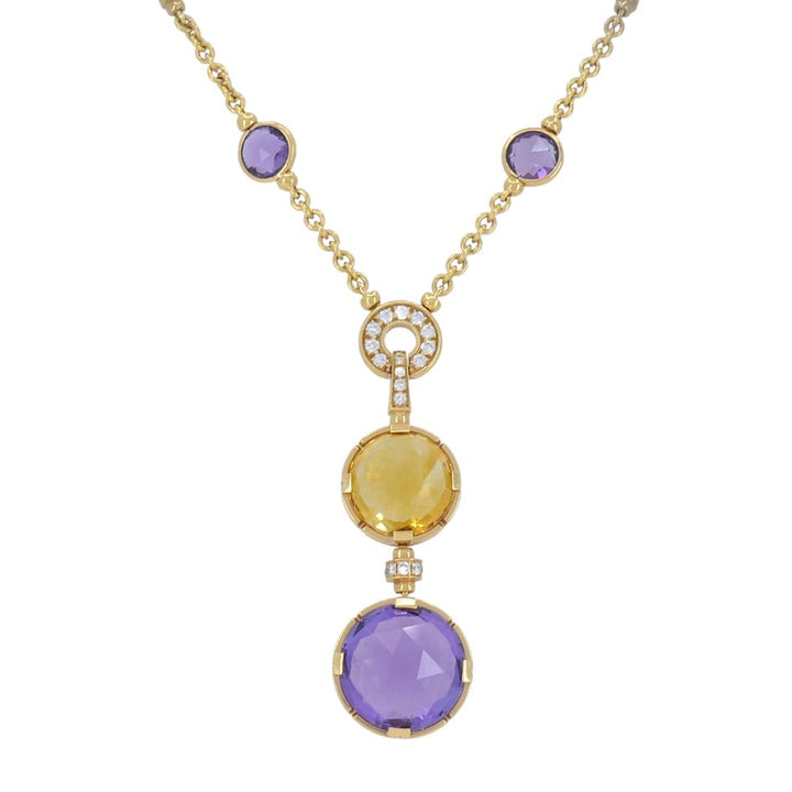 Bvlgari 18k Gold Amethyst Citrine Diamond Parentesi Lavalier Necklace