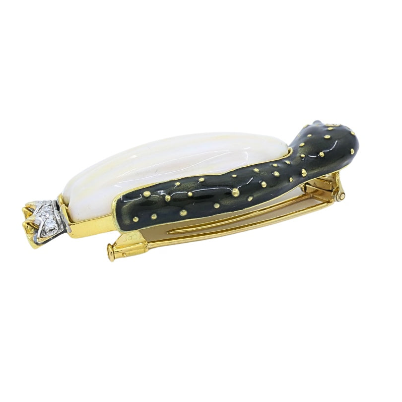 Aldo Cipullo for Cartier Brooch Penguin Enamel Diamond 18K Gold