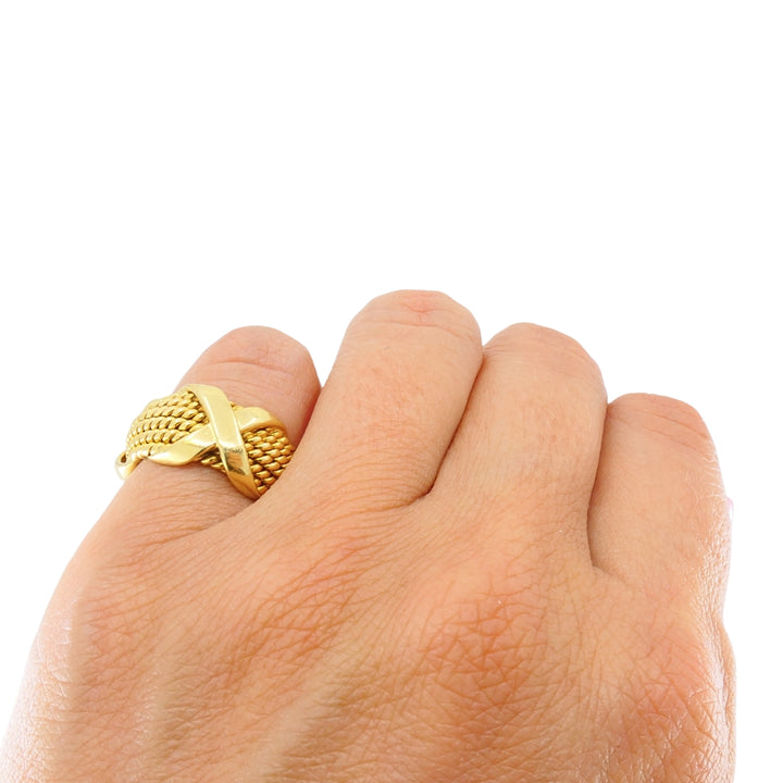 Tiffany & Co. Schlumberger 18k Gold Six-Row Rope "X" Band Ring