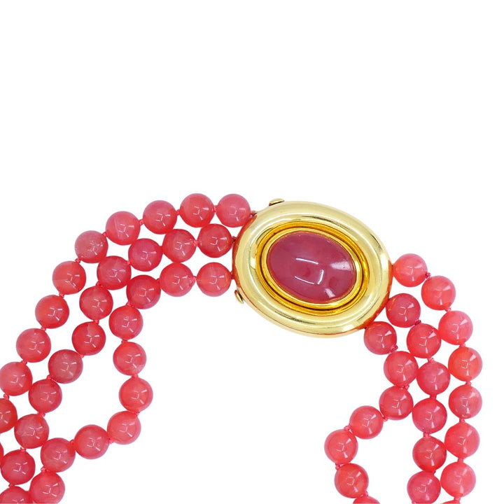 Vintage Paloma Picasso Tiffany & Co. 18k Gold Pink Rhodochrosite Beaded Necklace