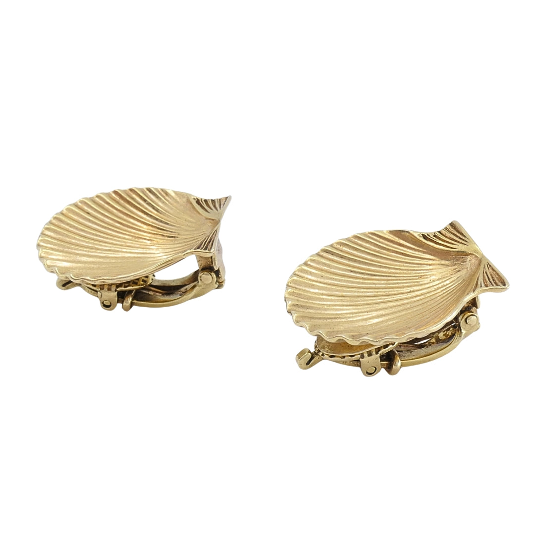 Cartier 14k Gold Shell Vintage Clip-On Earrings