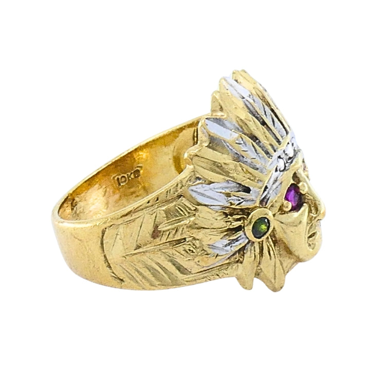 Vintage 10k Gold Native American Headdress Ring