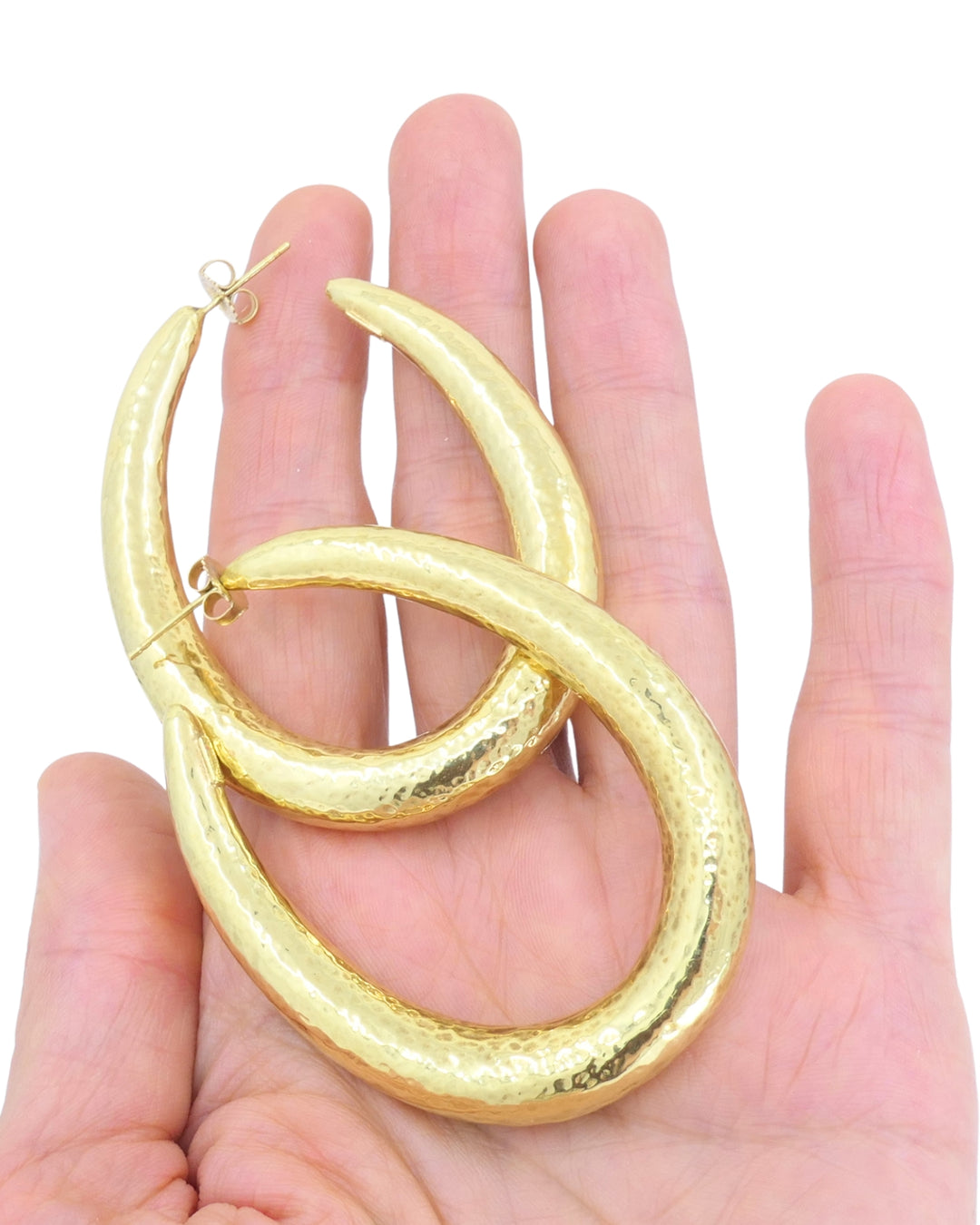 Ippolita Earrings 18k Gold Hammered Hoop Earrings Oval Hoops