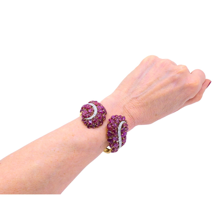 Boucheron Ruby Bracelet Diamond Gold Platinum Burmese Ruby GIA, French