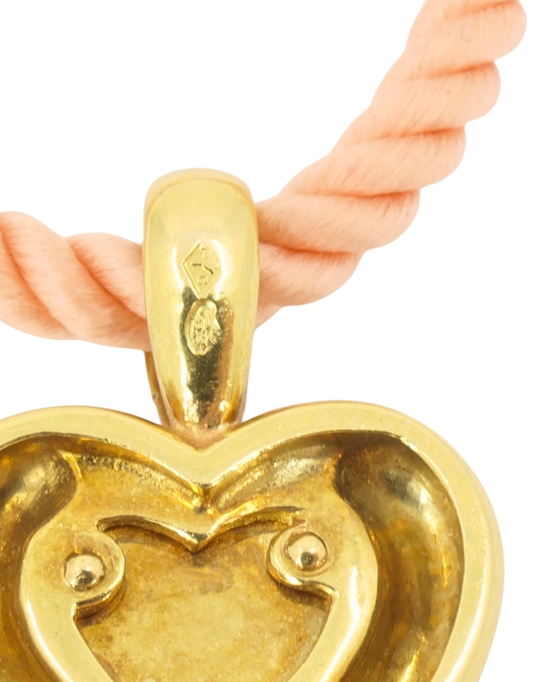 Van Cleef & Arpels Necklace 18k Gold Coral Heart Silk Cord Necklace